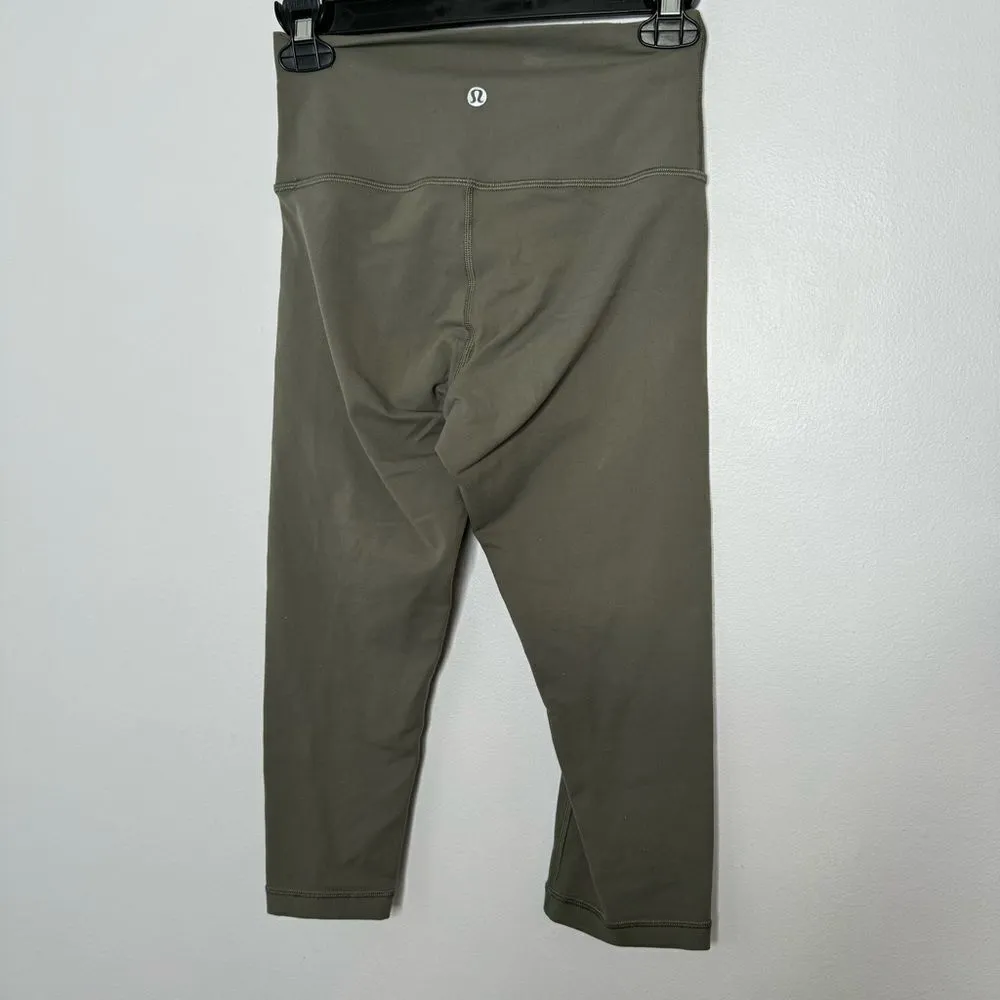 Lululemon olive green cropped leggings size 4 - Image 3