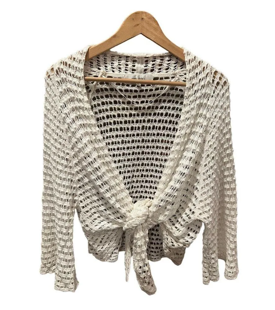 Jones StudioCrochete Tie Front Cardigan - Image 3