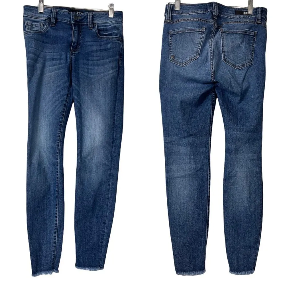 Kut from the Kloth Connie Ankle Skinny Raw Hem Medium Wash Mid Rise Jeans Size 0 - Image 8