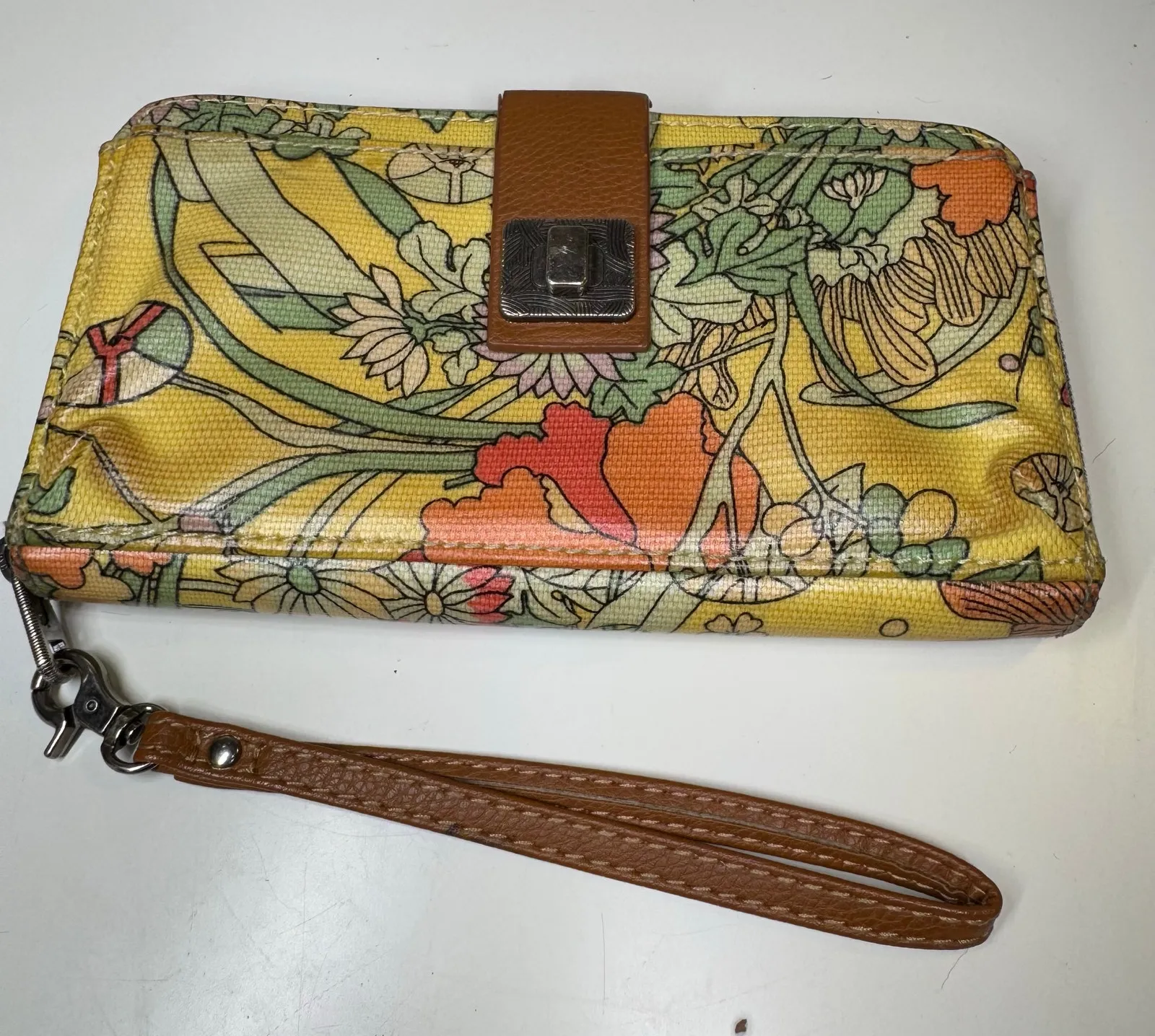Sakroots Zip Around Wristlet Wallet Boho Floral Coated Canvas Phone Organizer - Image 1
