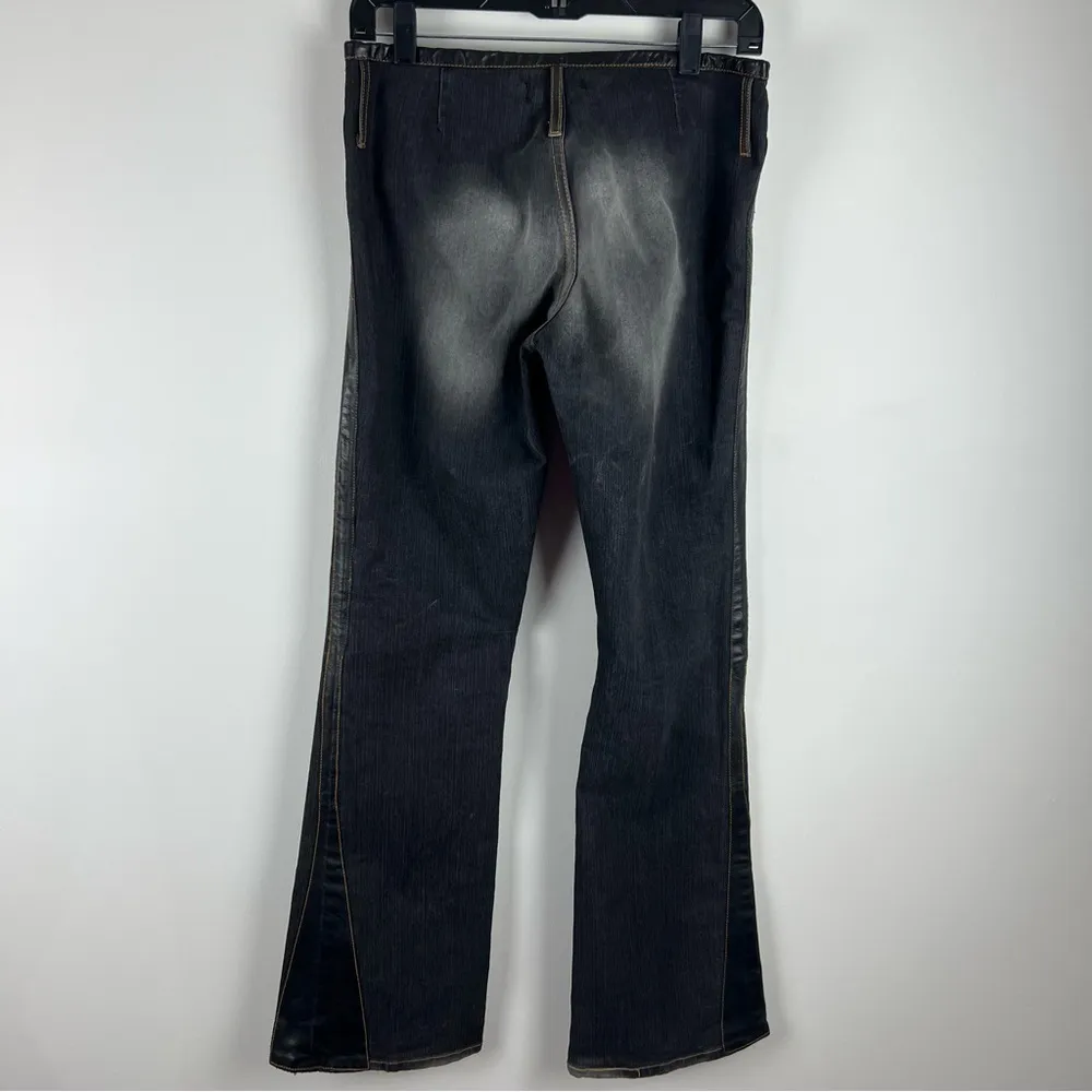 Allen B. by Allen Schwartz Leather Waistband Bootcut Jeans Size 30 USA Made Y2K Black - Image 4