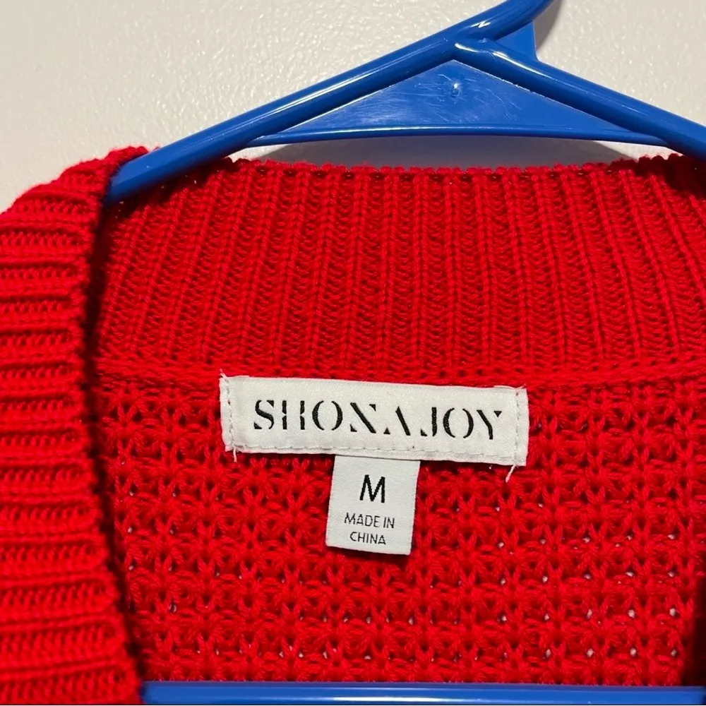 Shona Joy Red Warner Cropped Cable‎ Knit Sweater Size Medium - Image 8