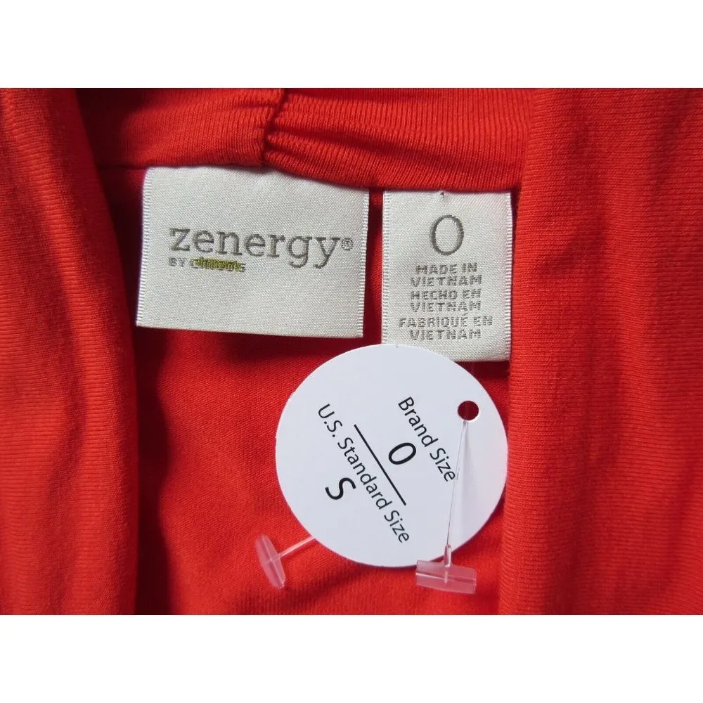NWT Zenergy Chico's Raquel Orange Surplice Wrap Draped Jersey Layering Top 0 / S - Image 4