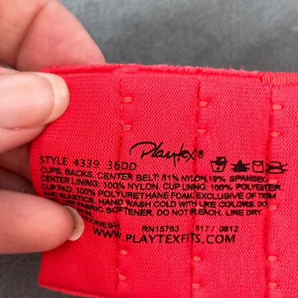 Playtex Secrets 4339 Perfect Plunge Lift Underwire Bra Size 36DD Red Molded - Image 7