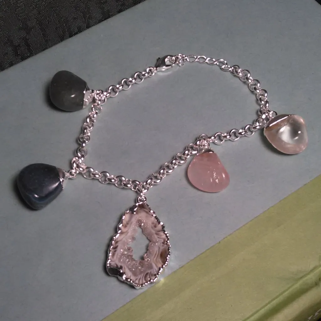 Crazy Lace Agate Brass Bracelet - Image 6