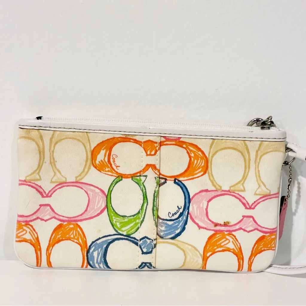 COACH Hampton Scribble Wristlet Multicolor Pastel 'C' Logo - Image 6