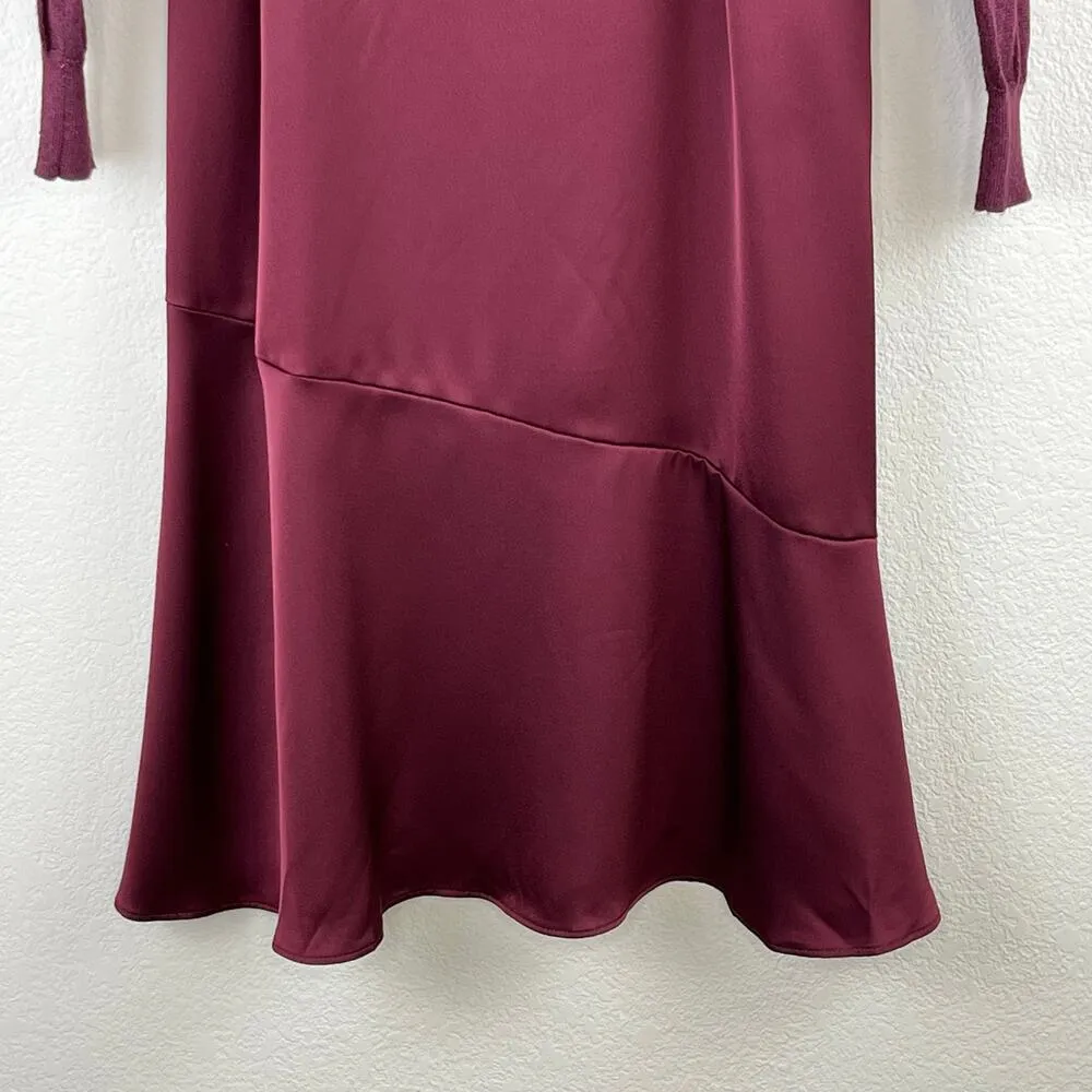 Sam Edelman Bordeaux Burgundy Lurex Slip Dress V-Neck Sweater 2 Piece Set 6 NWT - Image 9