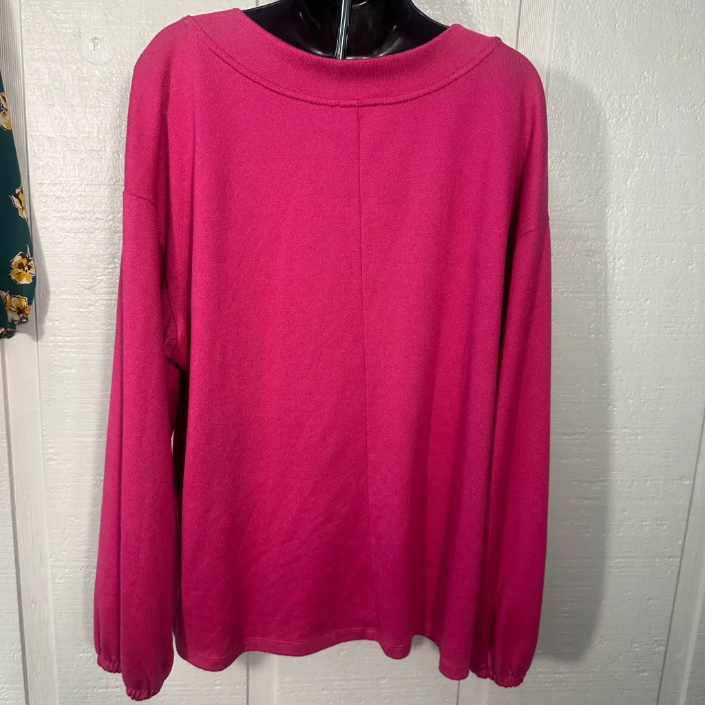 Lane Bryant Pink V-Neck Tunic Sweater Plus Sz 14/16 EUC - Image 4