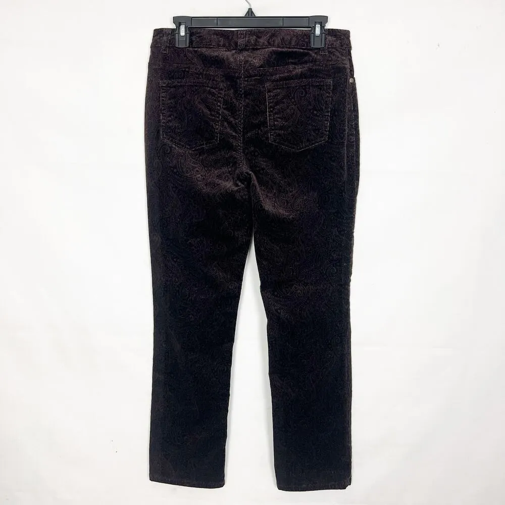 Charter Club Pants Womens 8P Velour Paisley High Rise Boho Dark Fairy Cottage - Image 5