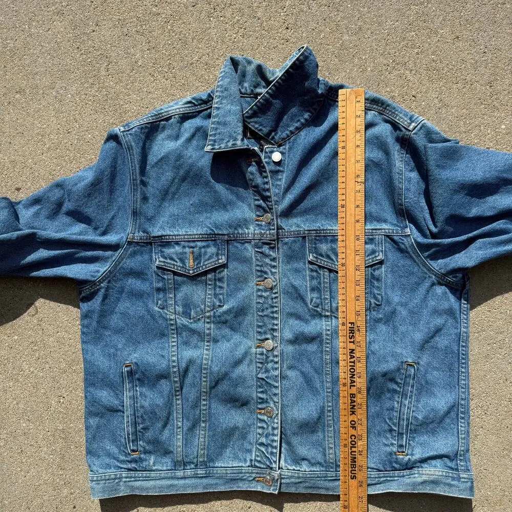 Vintage Y2K Eddie Bauer Jean Trucker Jacket Blue Denim Womens XXL gorpcore boho - Image 7