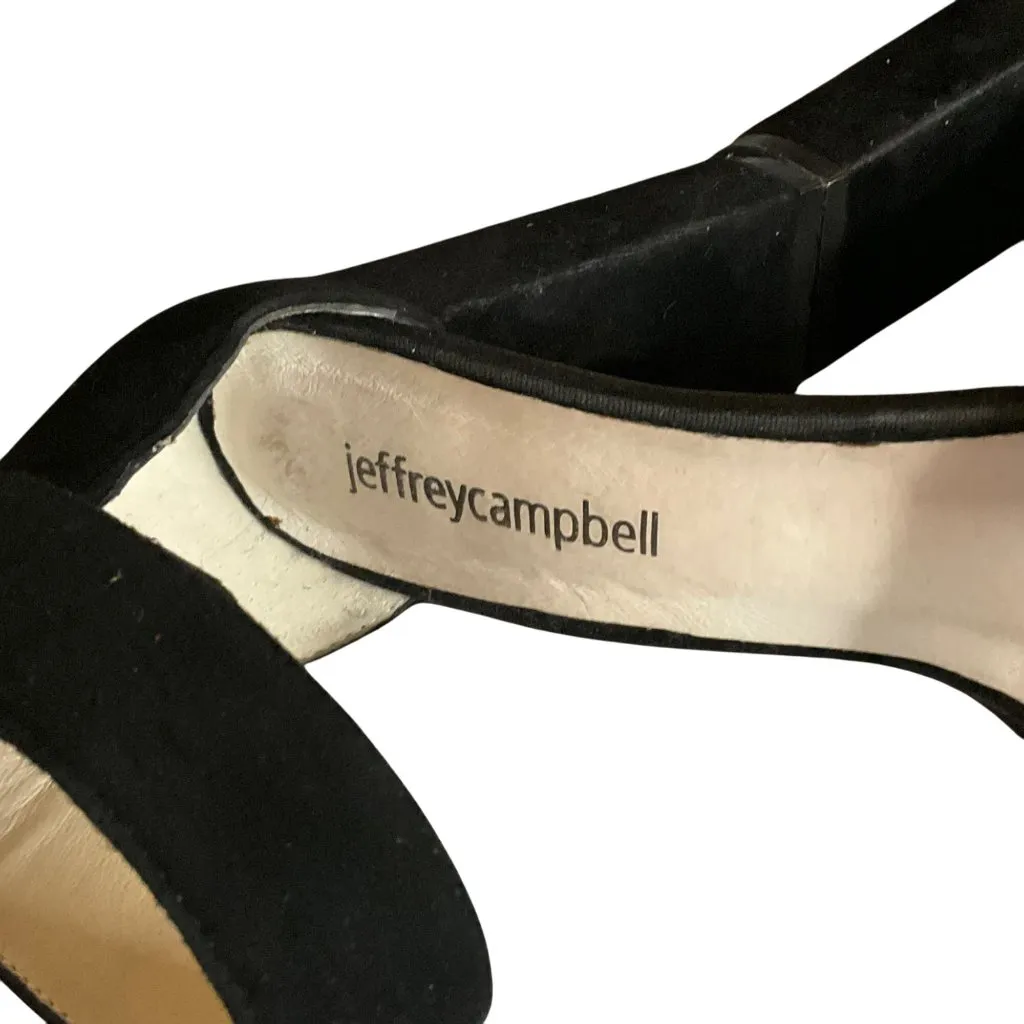 Jeffrey Campbell Lindsay Black Suede Heeled Sandals With Ankle Strap 5 Classic - Image 4