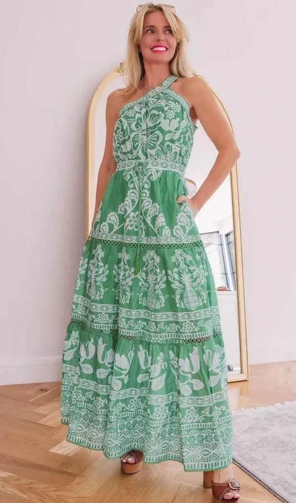 FARM RIO Green Sweet Garden Maxi Dress M - Image 2