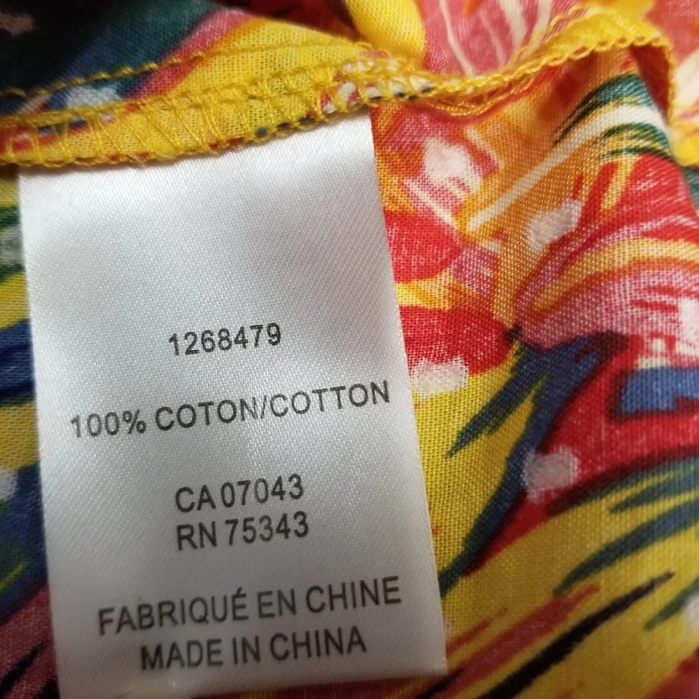 {XS} Rachel Zoe Tropical Parrot Paradise Smocked Top Beaded String Tie Detail - Image 9