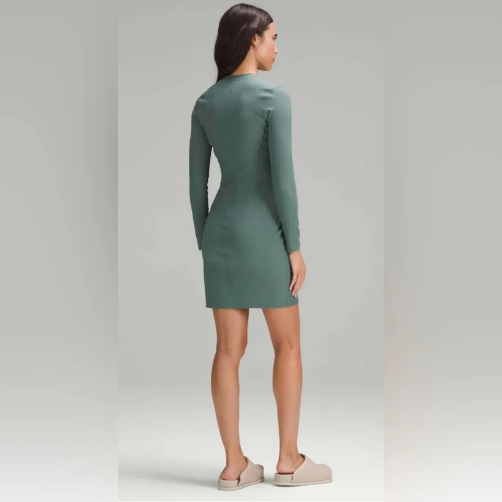 Lululemon NWT Ribbed Long Sleeve Dress Medium Forest Green Luxtreme Size 10 - Image 3