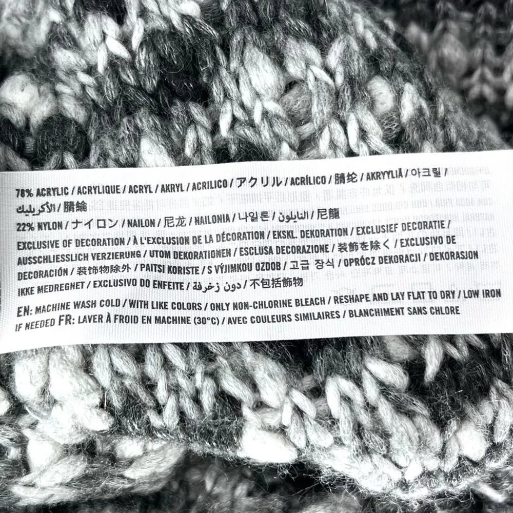 Hollister Mock Neck Chunky Knit Sweater Black Grey White Size Small - Image 5