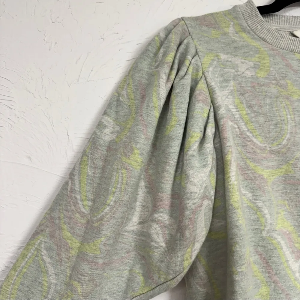 Ted Baker Grey Green Paisley Puff Shoulder Sweatshirt Womens 0 Preppy Classic - Image 2