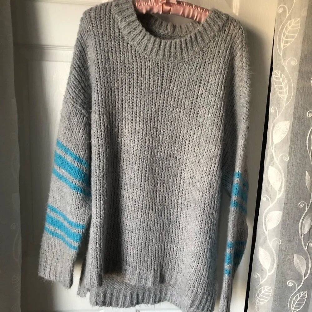 Aerie Cozy Oversized Gray Pullover Sweater women Size L wool blend - Image 3