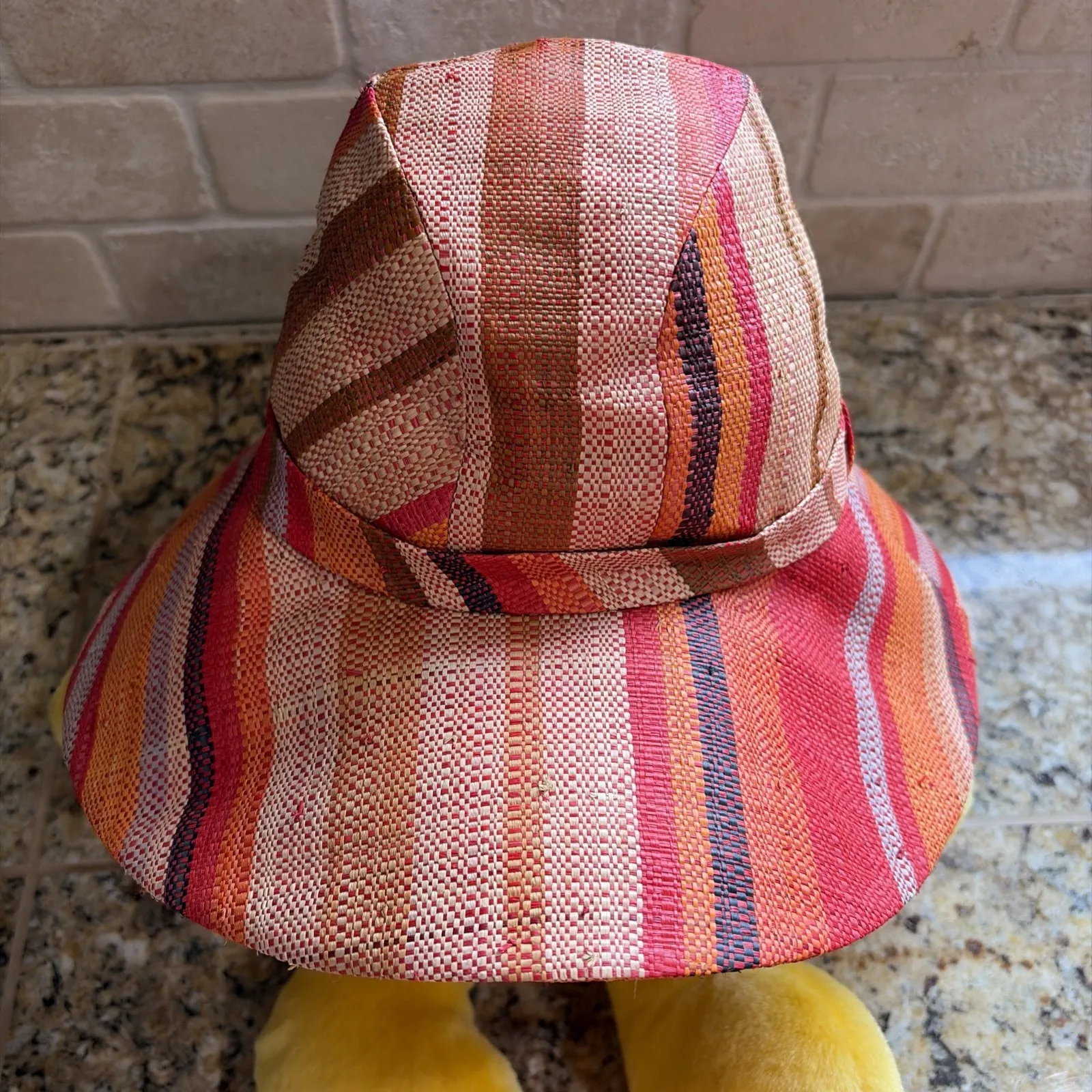 Rafi de Luca Orange Colorful Stripe Straw? Hat Unisex Womens Accessory One Size - Image 2