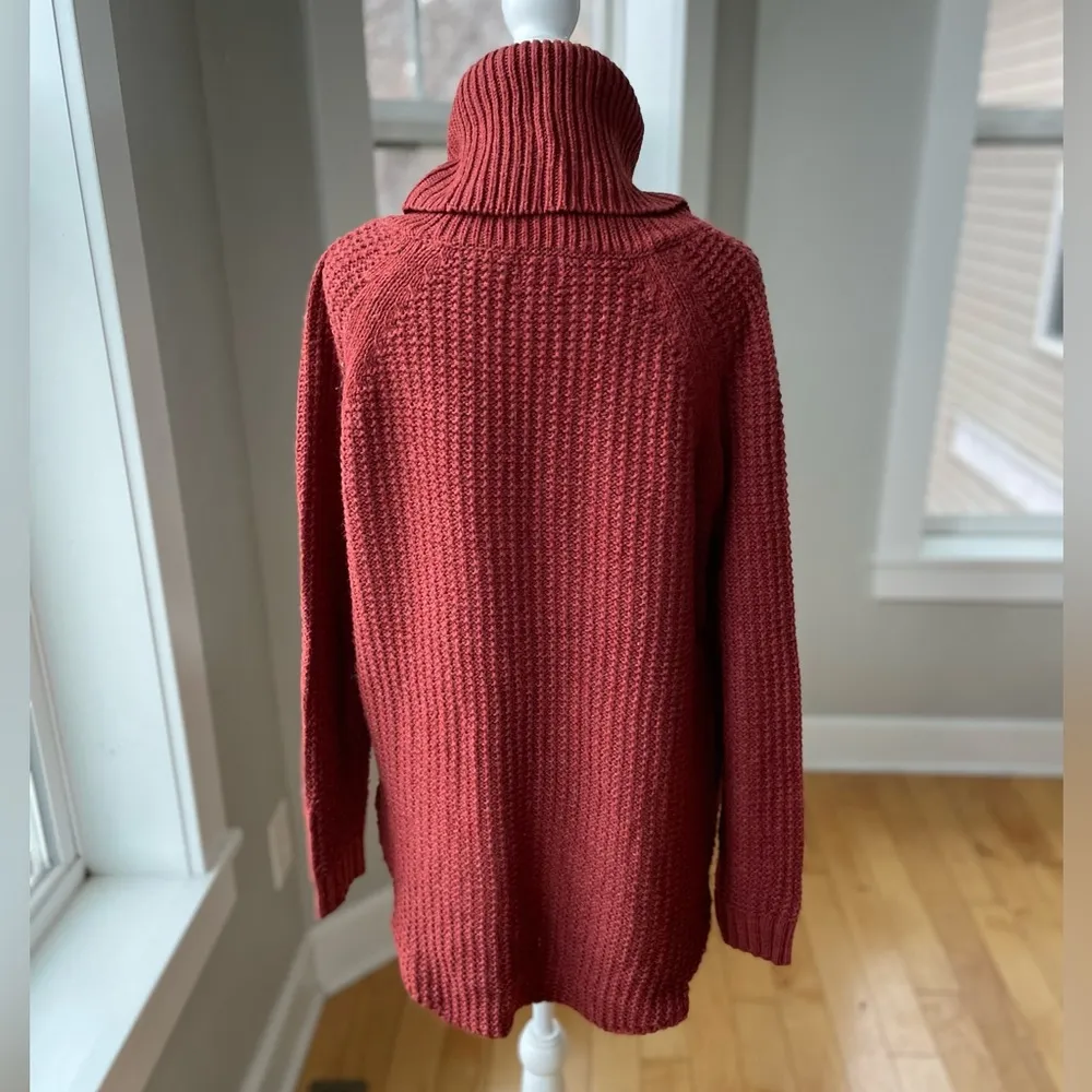 A New Day Burnt Orange Red Textured Cowlneck Round Hem Sweater Size Small - Image 3