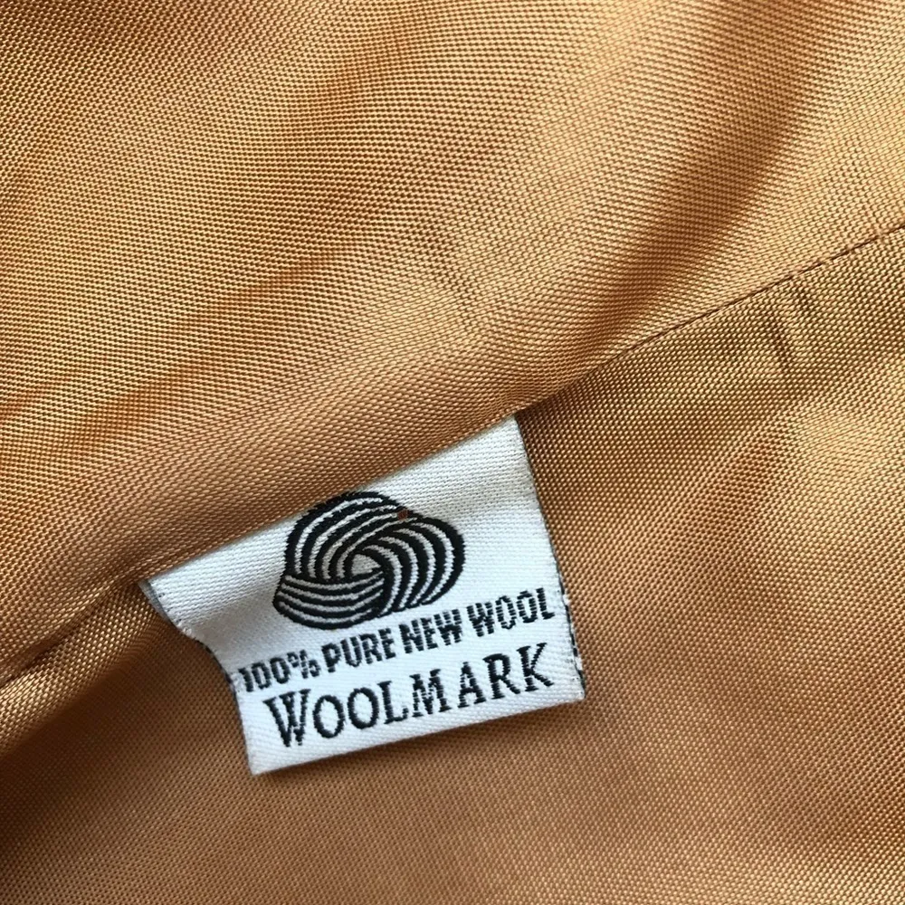 VTG 90’s Urban Wool Lined Pea Coat 10 Velvet Detail Padded Shoulder Button Up Brown - Image 9