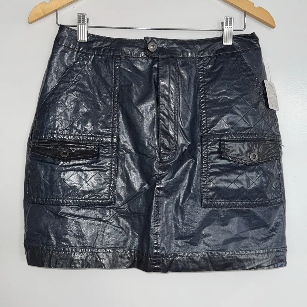 MOVING SALE NEW W TAGS- Free people blue lagoon patent faux leather mini skirt - Image 5