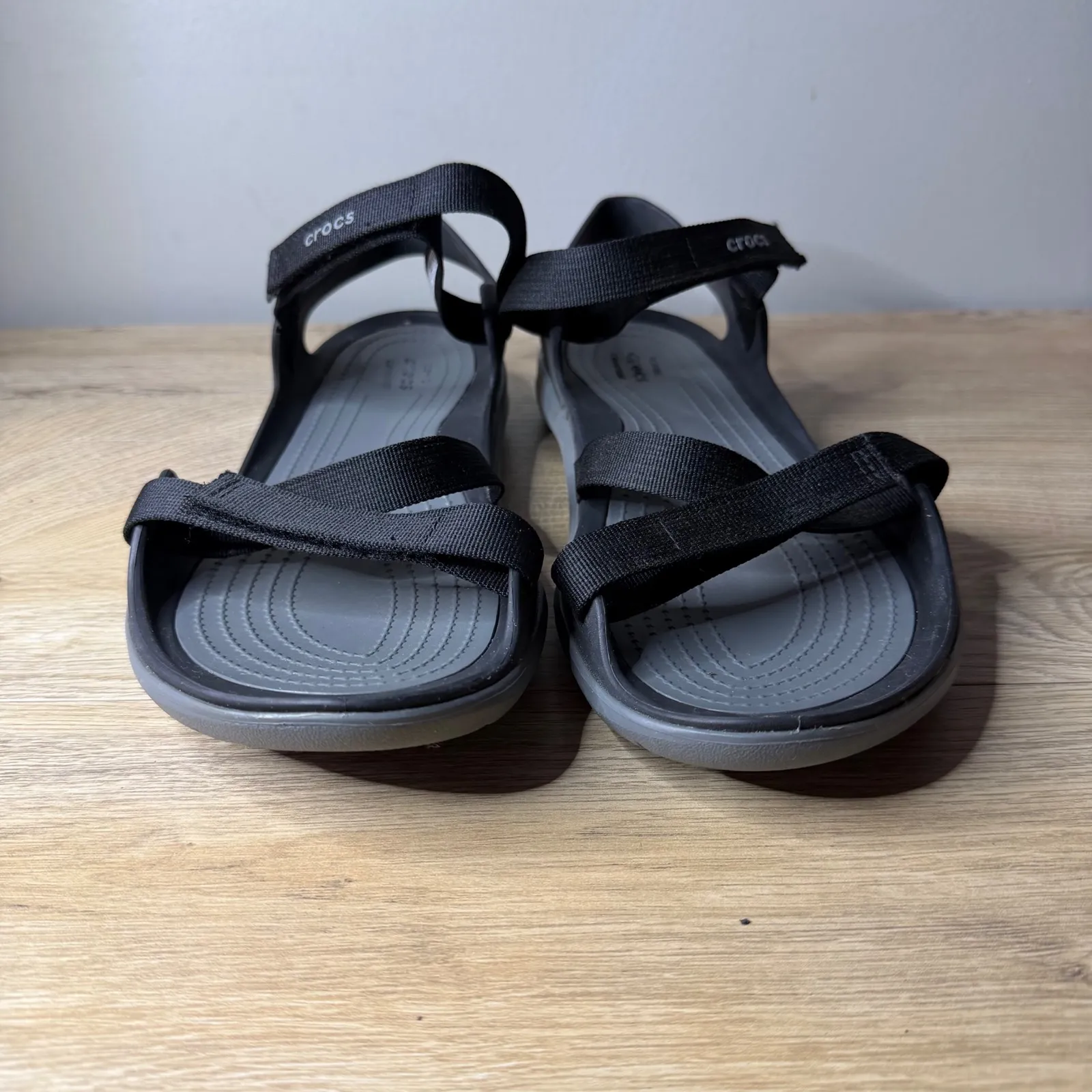 Crocs Swiftwater Sandal Black Grey Strappy Sport Athletic Hiking Water Shoe W 10 - Image 3