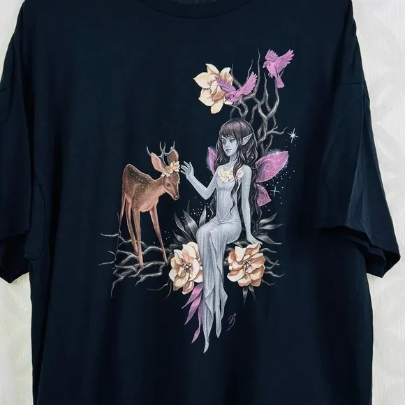 Hot Topic‎ Fairies by Trick 4Tricks Deer Black Plus Size Tee Size 2 NWT - Image 8