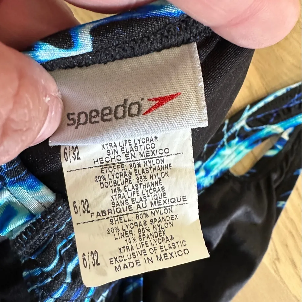 SPEEDO Performance Racing Blue Swimsuit blue black women’s size 6 - Image 2