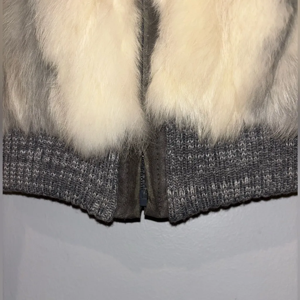 Breathtaking NWOT Genuine Rabbit Fur Satin Lined Zip up Jacket Gray Size M - Image 7