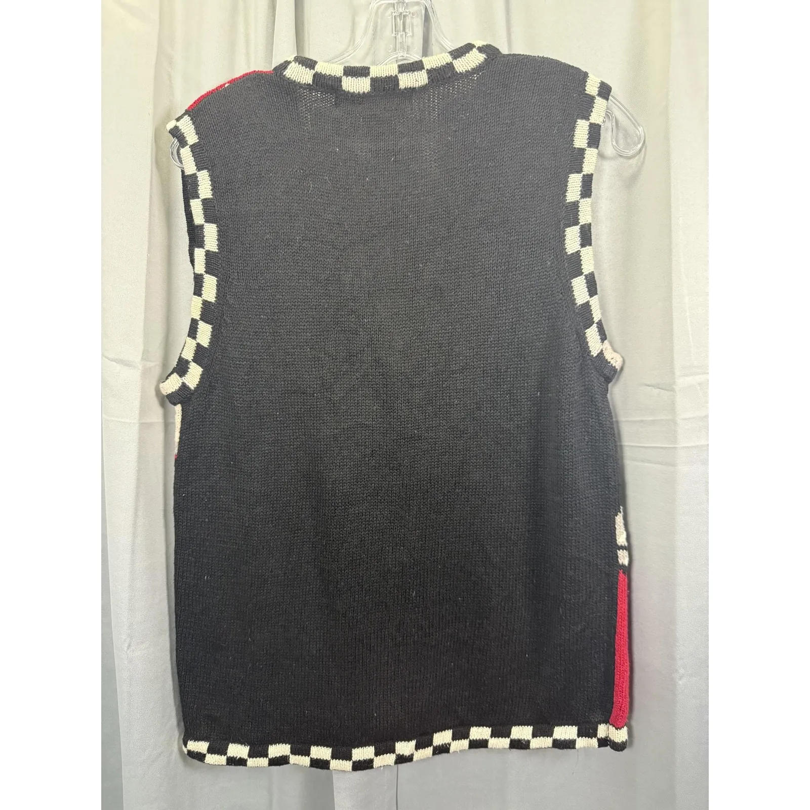 Theme Works Too Kikit Sweater Vest Womens 1X Black Christmas Ugly Santa Trees - Image 6