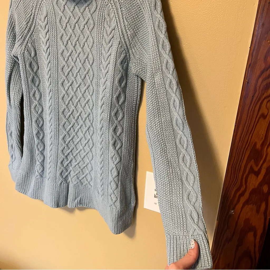 Talbots Light Blue Cable Knit Turtleneck Sweater - Image 2