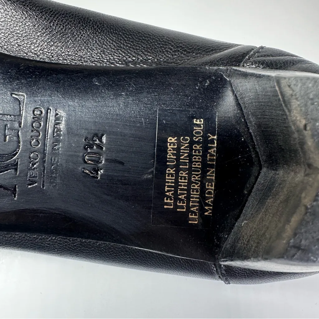 AGL Black Leather Rounded Cap Toe Kitten Heels Ballet Shoes 10.5 Minimalist 40.5 - Image 12