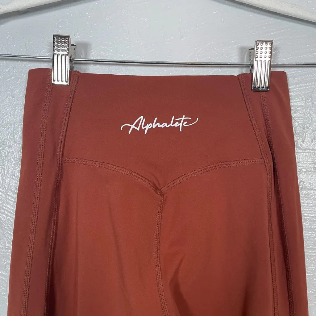 Alphalete Women S Burnt Orange Kinetic Pulse Leggings Stretch Athleisure Workout - Image 7