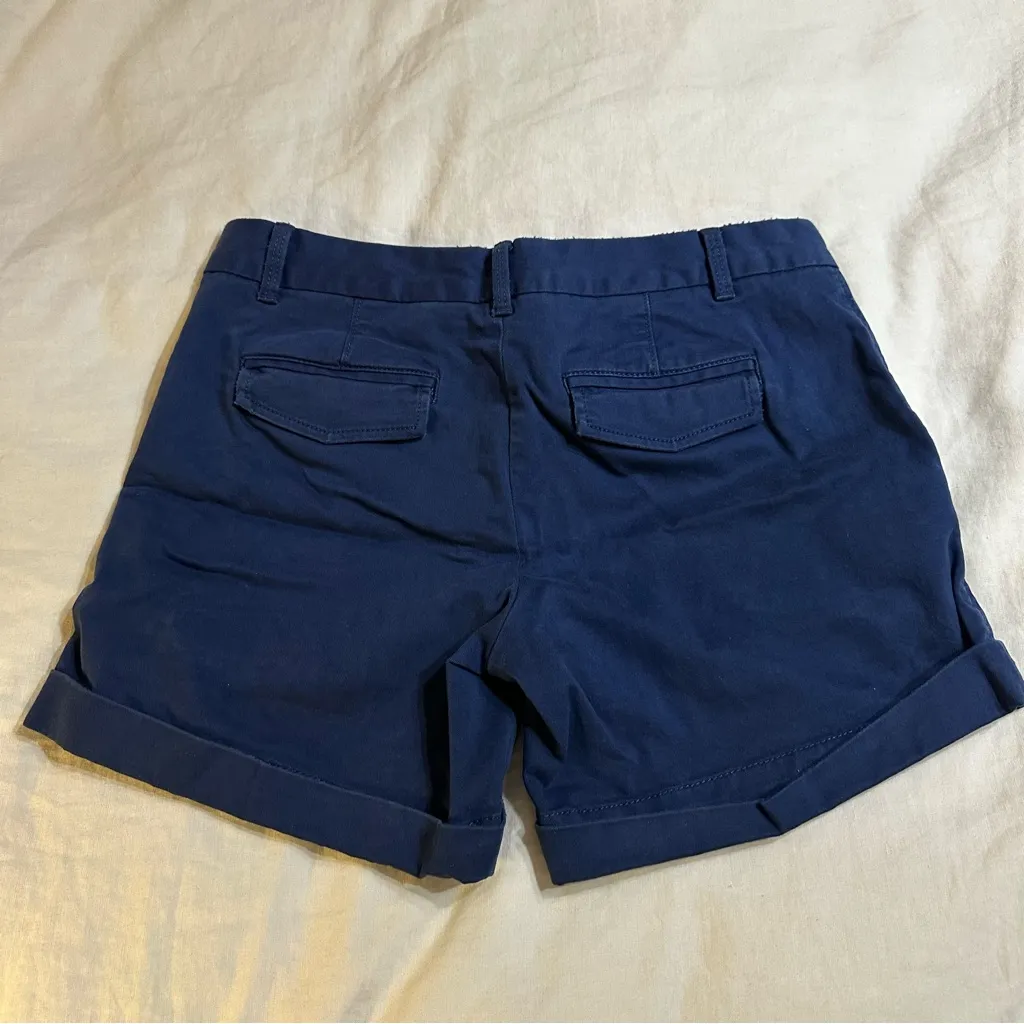 Banana Republic Y2K Women’s Navy Blue Cuffed Hem Shorts Preppy Prep Nautical 0 - Image 2