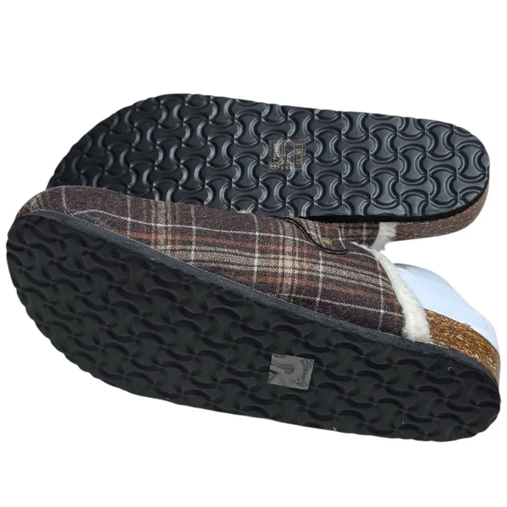 NWOT Fitory Plaid Mule Slip Ons Cork Footbed Cozy Cabincore Holiday Women’s 12 Brown - Image 6