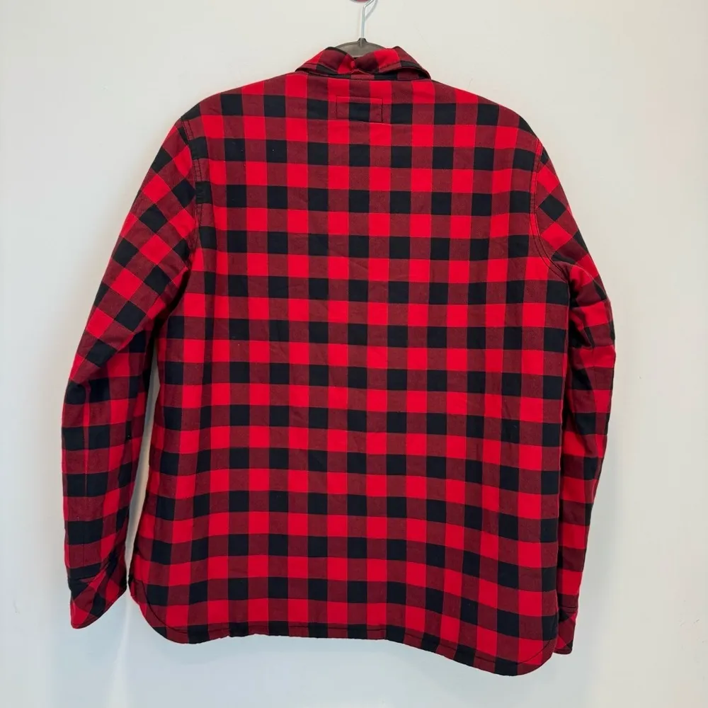 Current Elliott Red Black Plaid‎ Sherpa Workman Shacket Jacket Size 2/ M - Image 8