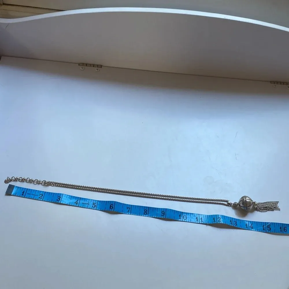 Lucky‎ Brand Two Tone Scroll Ball Tassel 30" Necklace Tassel Disco Pendant Long - Image 4