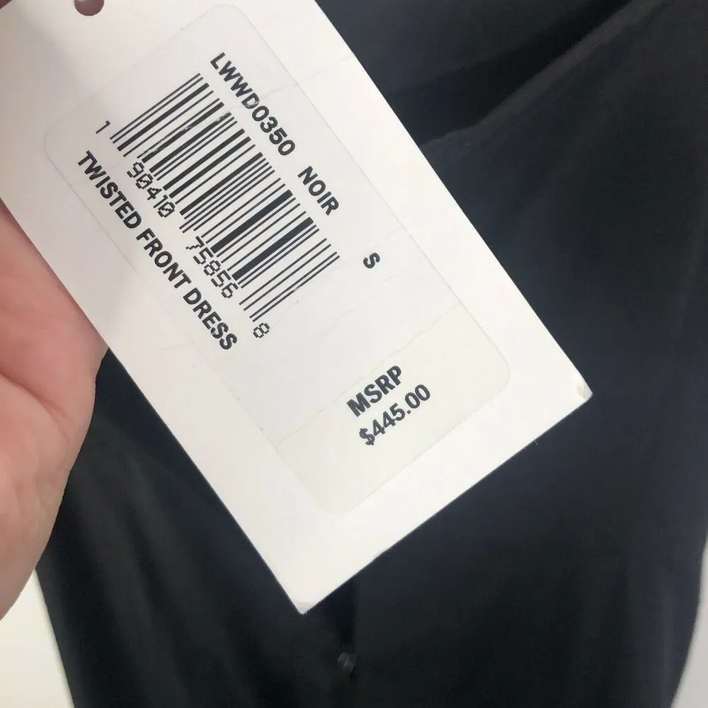 NEW Frame Twisted-Front Black Shantung Midi Dress Women's Size Small - Image 8