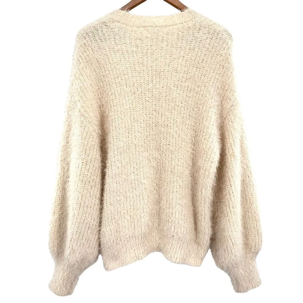 Naked Zebra Women’s Oversized Fuzzy Eyelash Knit Sweater - Image 7