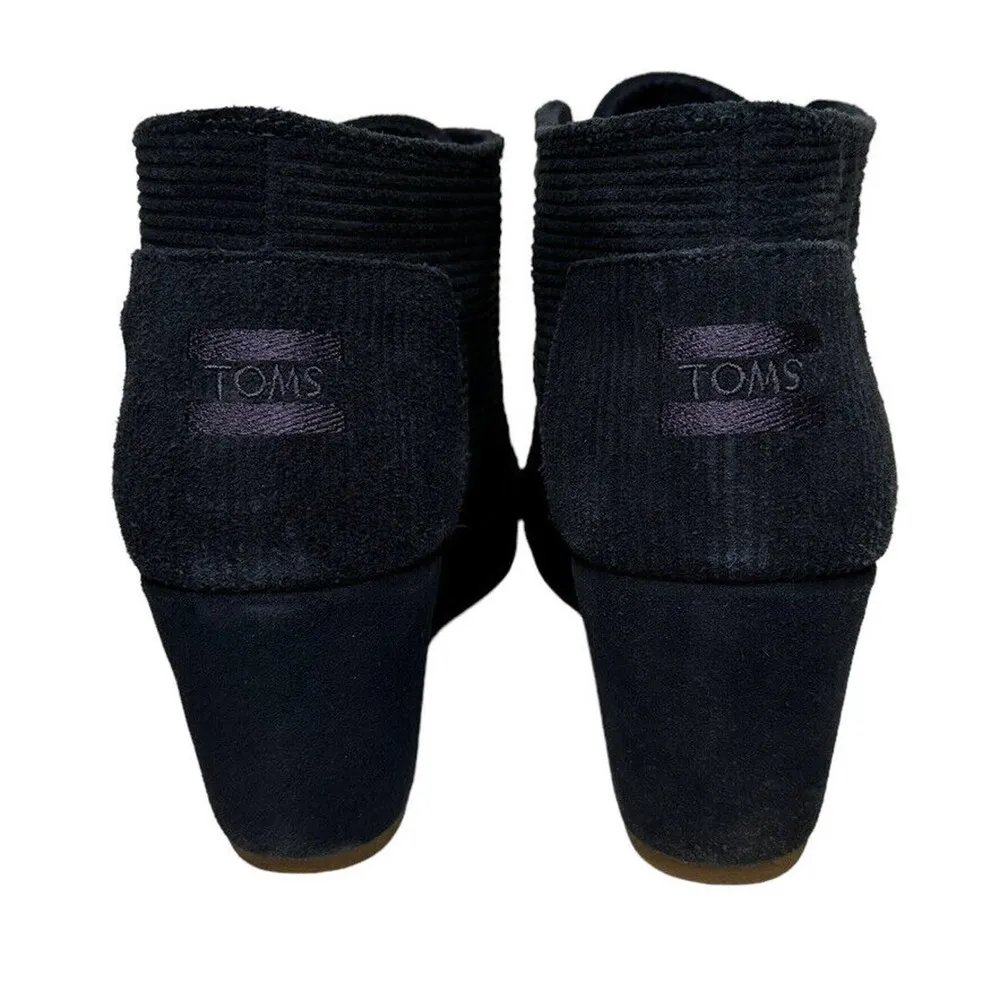 Toms Desert Blue Corduroy Suede Lace Up Wedge Ankle Booties Womens Sz 12 #300615 - Image 7