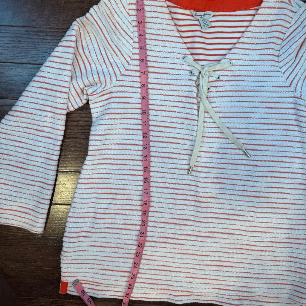 Tommy Bahama  Lace-Up Striped Tunic Top size L - Image 4