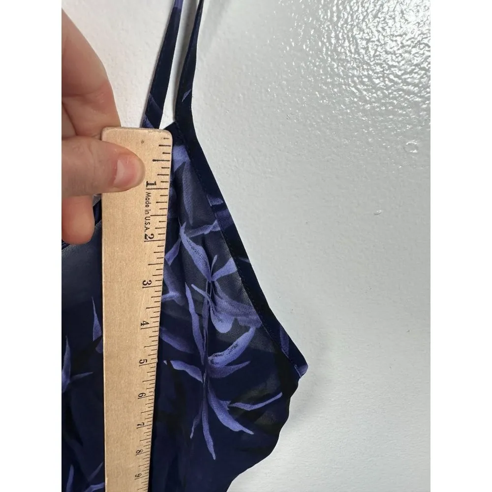 Vintage Calvin Klein Small Nightgown Blue Floral Spaghetti Straps Sheer Sexy - Image 7