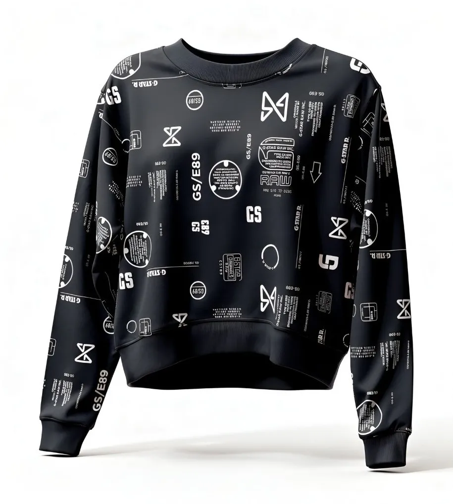 G-Star RAW D20500 Cropped Graphic Sweatshirt Black Size XS - Image 1