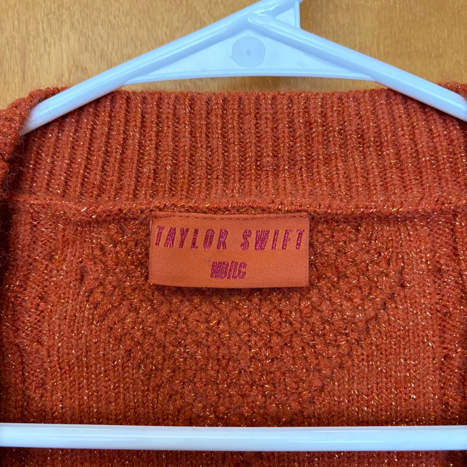 Taylor Swift The Life Of A Showgirl Cable Knit Cardigan M/L Rust Indie Folk - Image 2