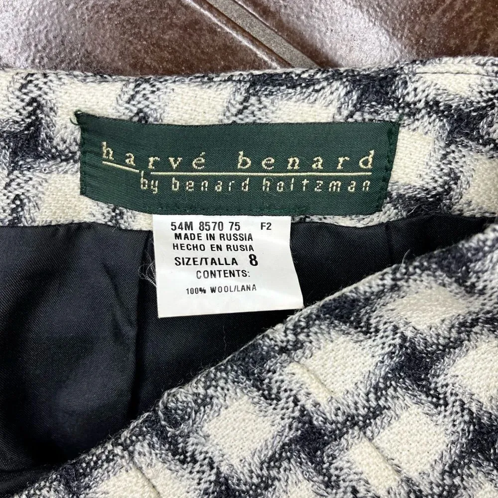 Harve Benard by Benard Holtzman ivory/black fringe hem wool long skirt sz 8 - Image 3