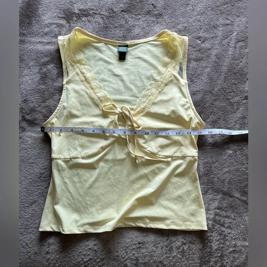 Cottage Core Yellow Lace Trim Keyhole Tie Flowy Women’s Tank Top Sz S NWOT - Image 6