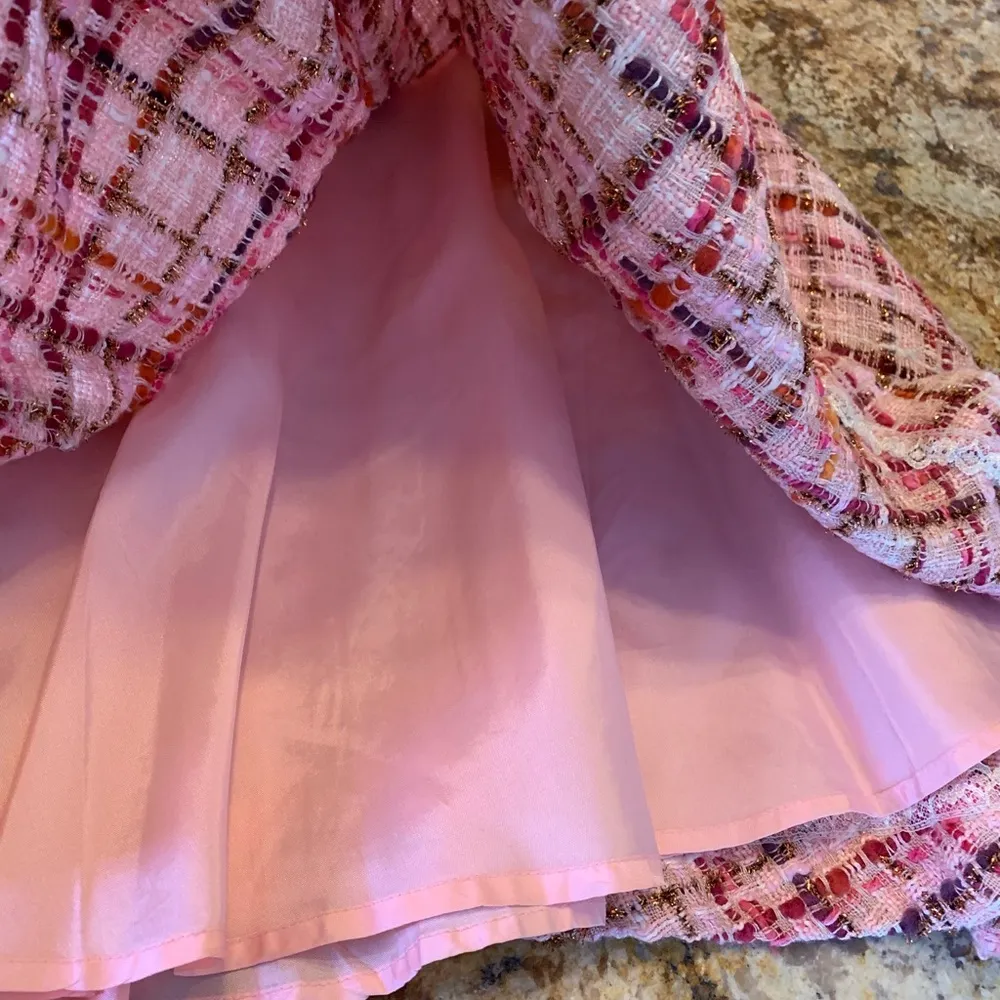 Tibi Tweed Pink Lined Skirt Size 6 Wool Linen Blend - Image 10