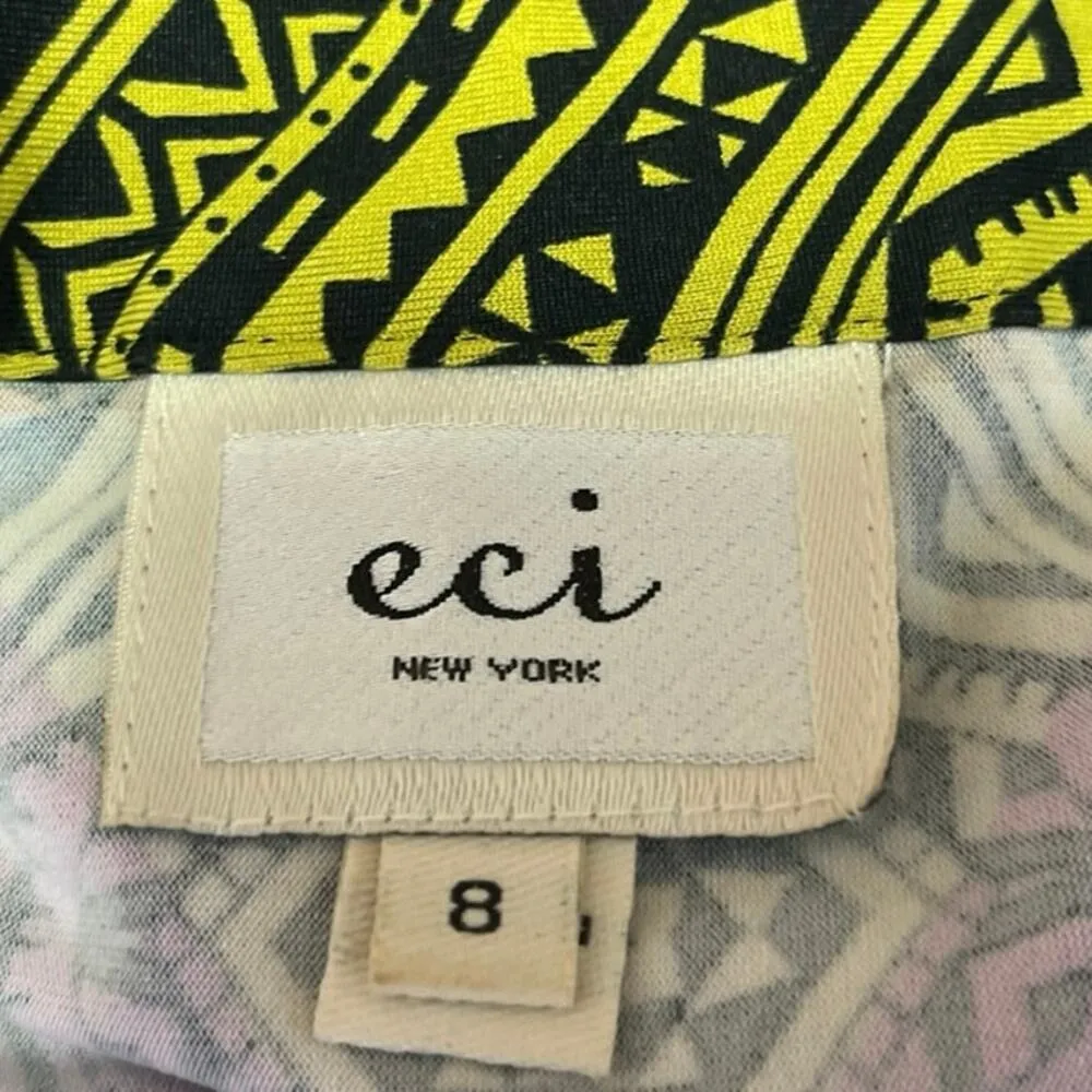 Eci Multicolor Sleeveless Geometric Beaded V-Neck Bohemian Slinky Maxi Dress 8 - Image 4