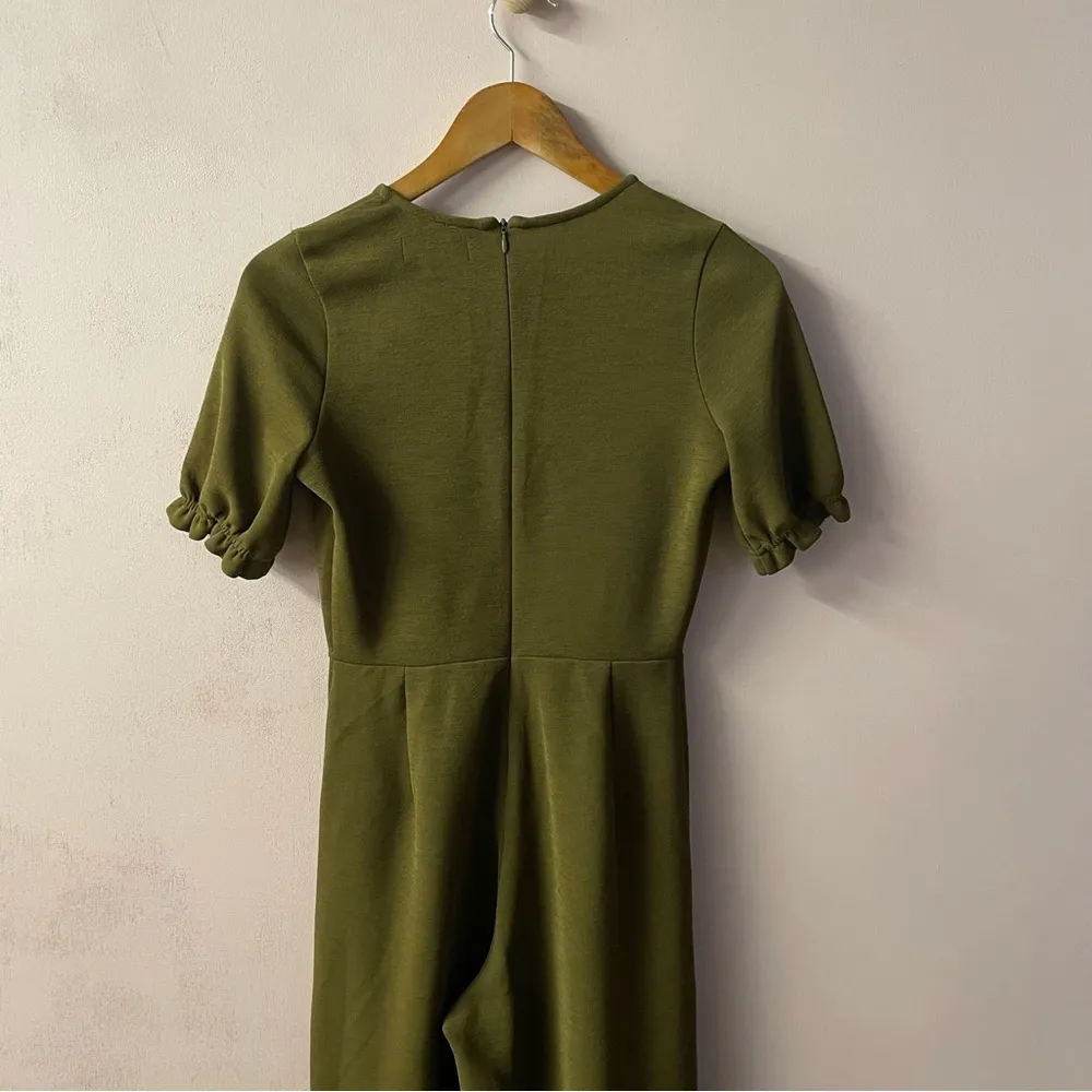 Madewell TeXTURE & THREAD Olive Green Short Sleeve V-Neck Jumpsuit Sz XXS EUC - Image 9