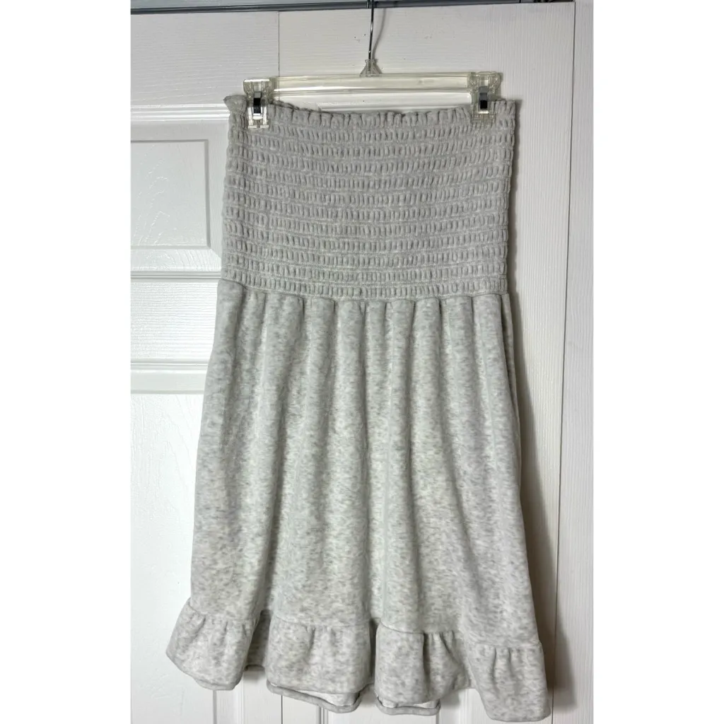 Juicy Couture Grey Velour Strapless Ruffle Tube Dress Size Large - Image 6
